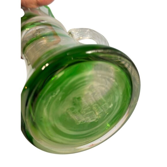 Smith's Old Timer Green & White Swirled Glass Pitcher With Ruffled Rim 8 1/2" - Picture 8 of 8